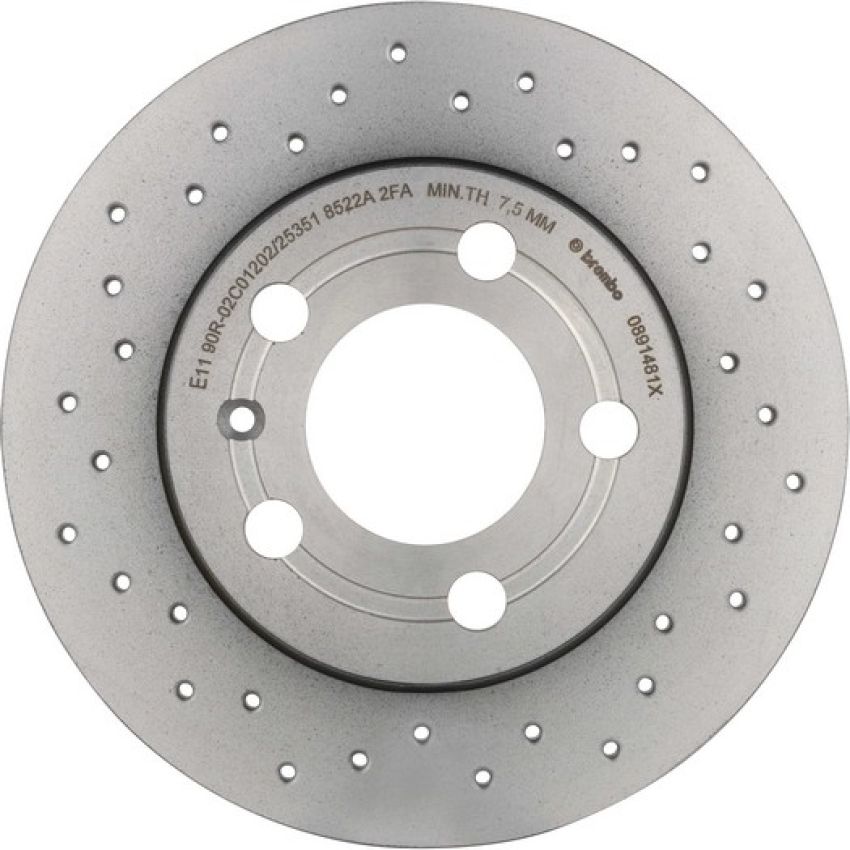 Brembo 08.9148.1X Premium UV Coated Rear Xtra Cross Drilled Brake Rotor