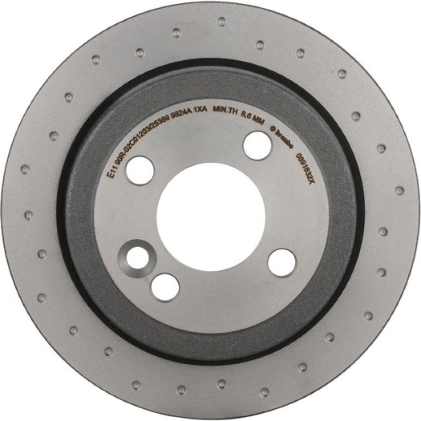 Brembo 08.9163.2X Premium UV Coated Rear Xtra Cross Drilled Brake Rotor