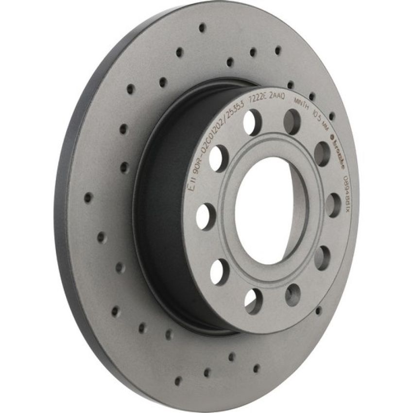 Brembo 08.9488.1X Premium UV Coated Rear Xtra Cross Drilled Brake Rotor