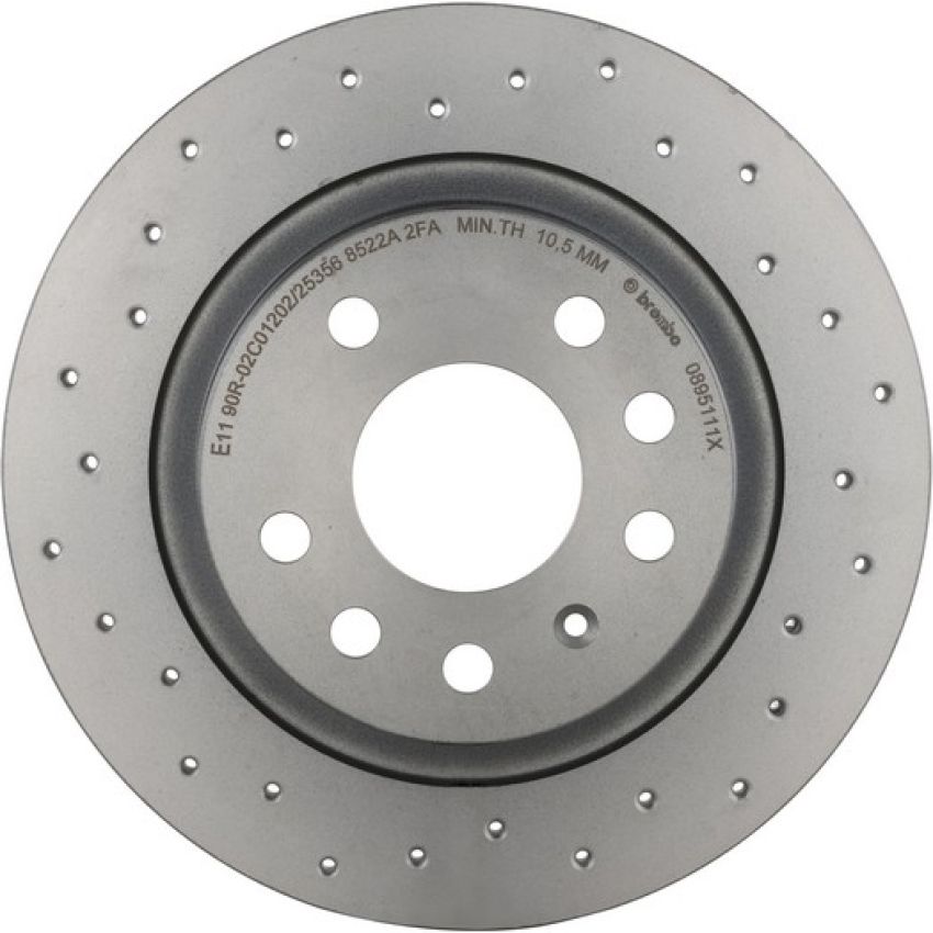 Brembo 08.9511.1X Premium UV Coated Rear Xtra Cross Drilled Brake Rotor