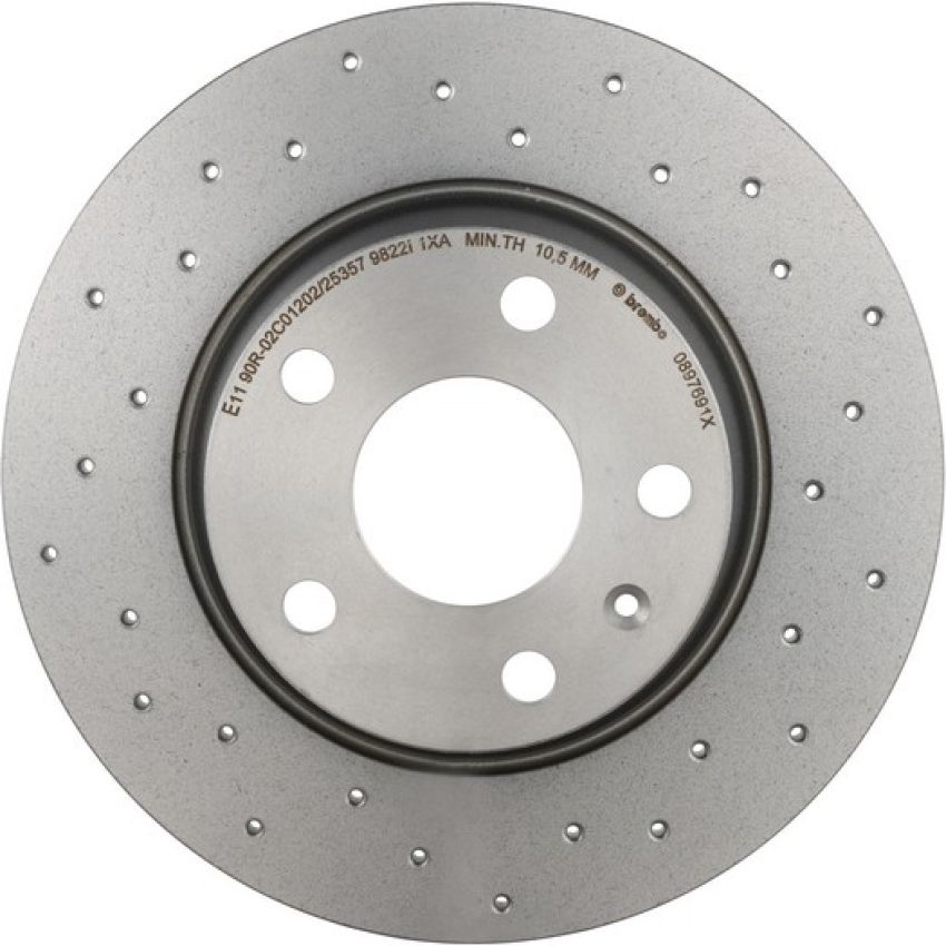 Brembo 08.9769.1X Premium UV Coated Rear Xtra Cross Drilled Brake Rotor