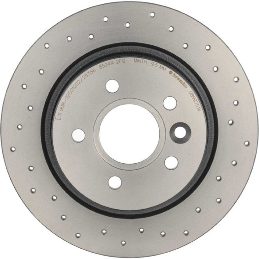 Brembo 08.9975.1X Premium UV Coated Rear Xtra Cross Drilled Brake Rotor
