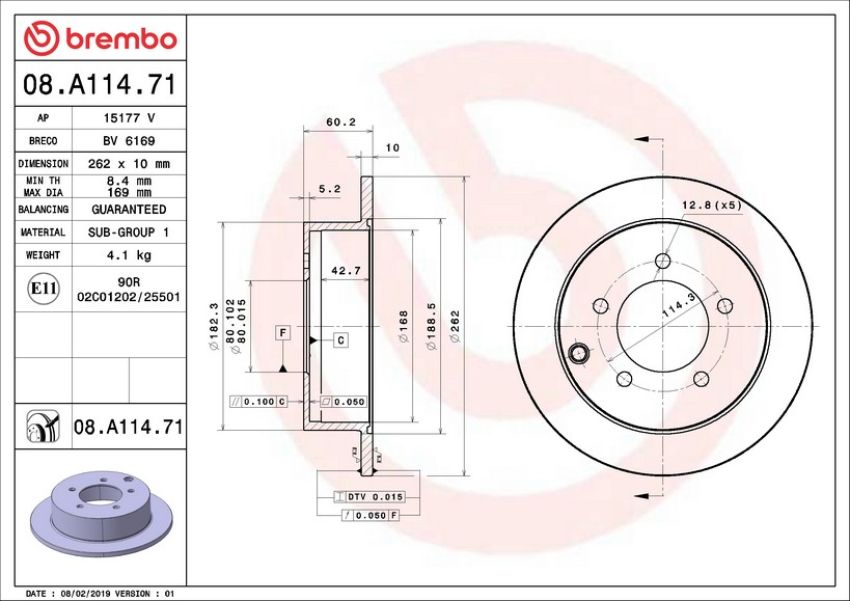 Brembo KT00970 Brembo ceramic brake pad and UV coated solid  brake disc kit