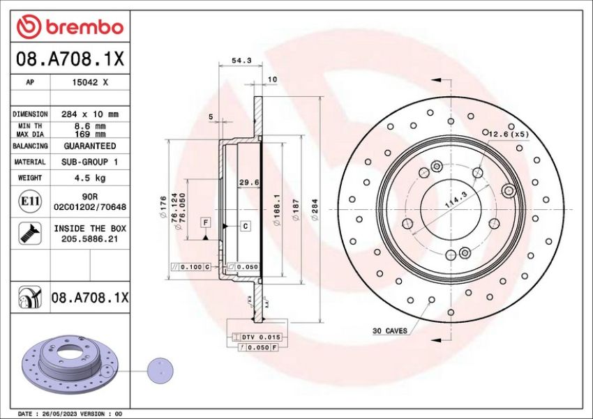 Brembo 08.A708.1X XTRA