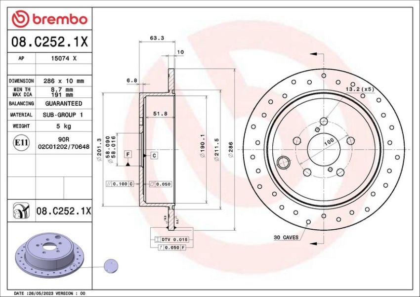 Brembo 08.C252.1X XTRA