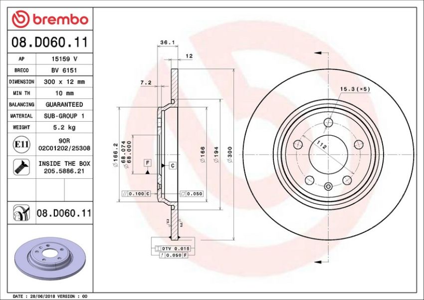 Brembo KT00979 Brembo ceramic brake pad and UV coated solid  brake disc kit