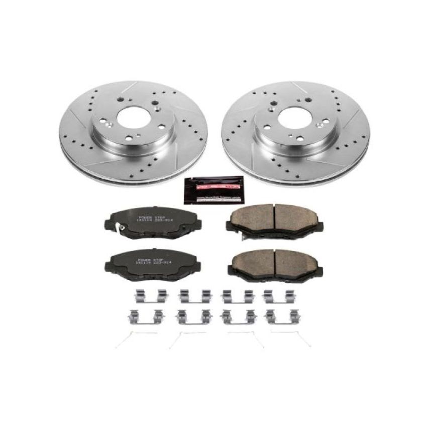 PowerStop K6490 Z23 Daily Driver Carbon-Fiber Ceramic Brake Pad and Drilled & Slotted Rotor Kit