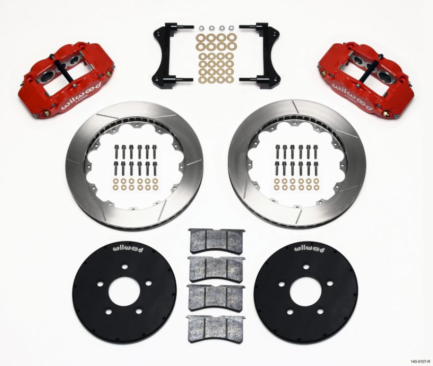 Wilwood 140-9107-R Narrow Superlite 6R Front Hat Kit 12.88in Red 1994-2004 Mustang