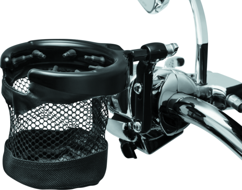 Kuryakyn 1738 Drink Holder With Basket Perch Mount Gloss Black