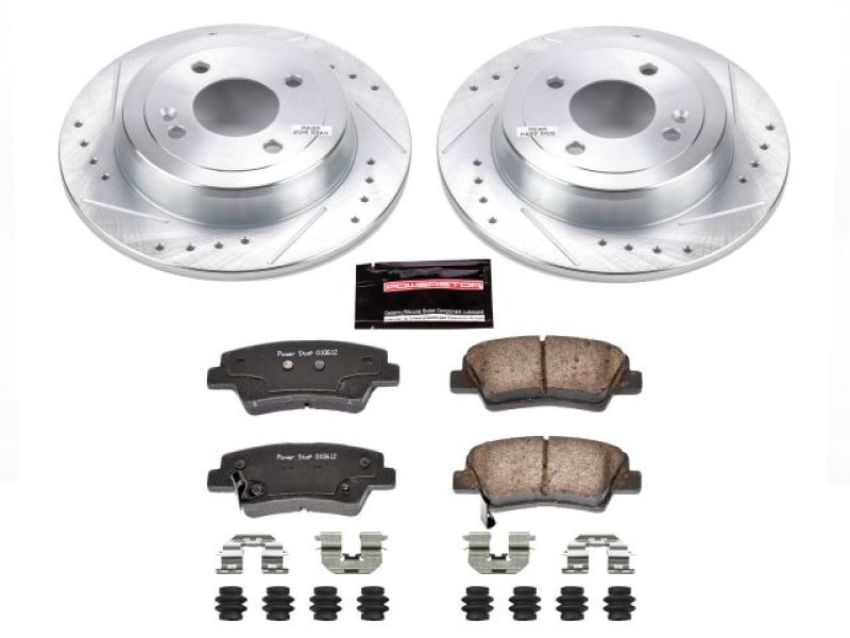 PowerStop K6507 Z23 Daily Driver Carbon-Fiber Ceramic Brake Pad and Drilled & Slotted Rotor Kit
