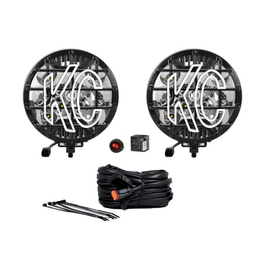 KC HiLiTES 100 KC SLIMLITE LED 6in Spot 2-Light System Universal