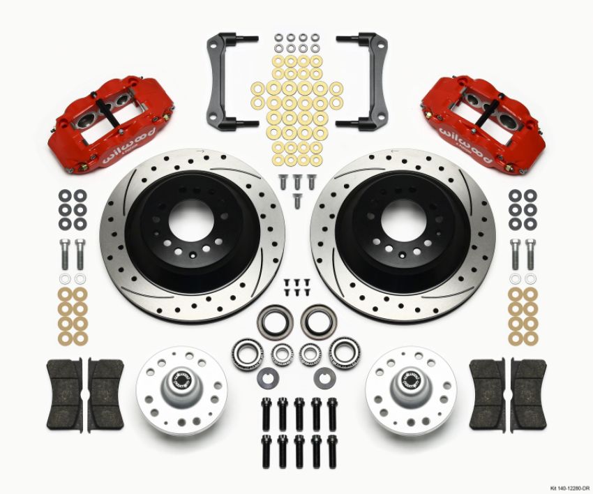 Wilwood 140-12280-DR Narrow Superlite 6R Front Hub & 1PC Rtr Kit 12.88in Dril -Red 79-81 Camaro