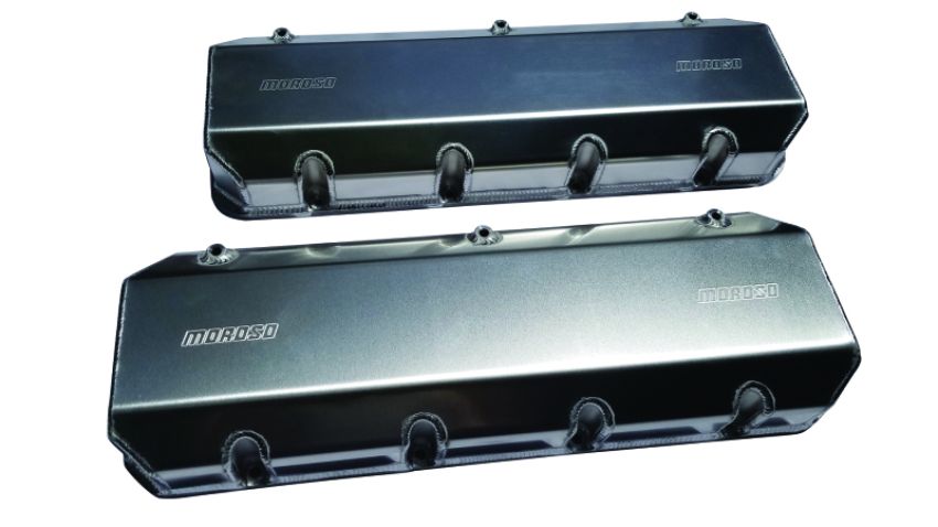 Moroso 68454 Brodix DN9 (w/3in Cylinder Heads) Valve Cover w/Billet Rail - Aluminum - Pair