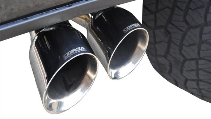 CORSA Performance 14837 Corsa 15-20 Ford F-150 5.0L V8 (Super Crew Cab) Polished Sport Single Side Dual 4in Tips CB Exhaust