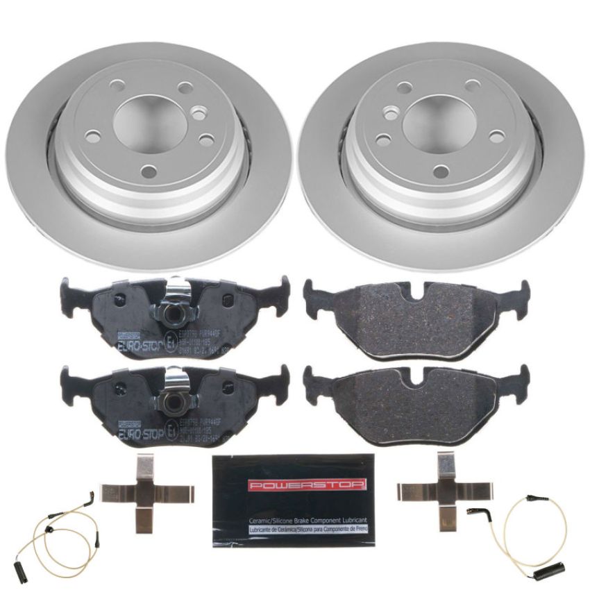 PowerStop ESK3125 Genuine Geomet Coated Rotors, ECE-R90 Brake Pads + Hardware Kit