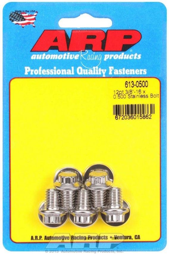 ARP ARP613-0500 S/S Bolt Kit - 12pt. (5) 3/8-16 x .500