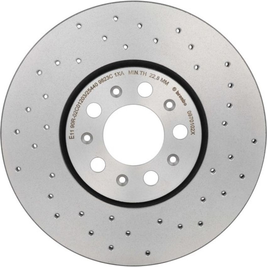 Brembo 09.7010.2X Premium UV Coated Xtra Cross Drilled Brake Rotor
