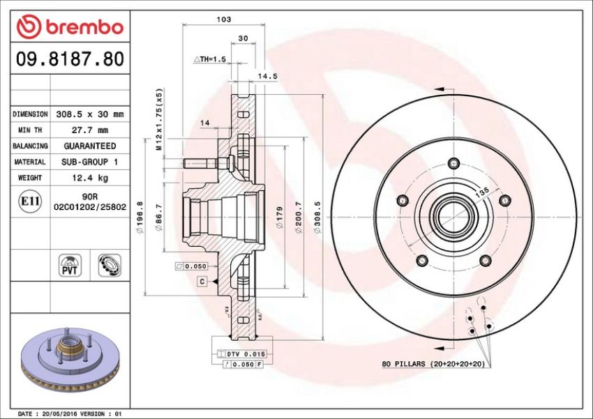 Brembo KT00862 Brembo ceramic brake pad and standard PVT  brake disc kit