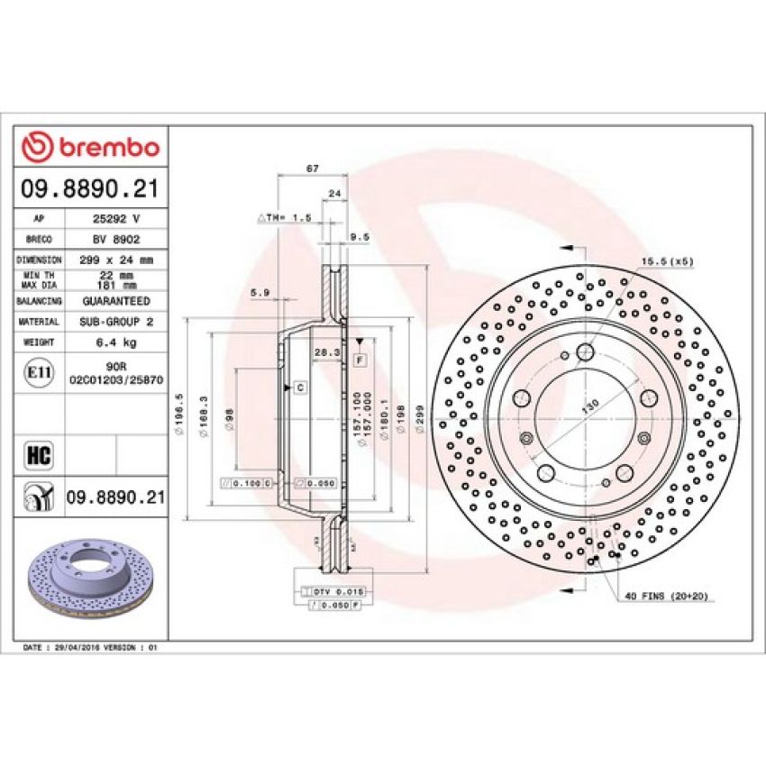Brembo KT00741 Brembo ceramic brake pad and UV coated vented drilled brake disc kit