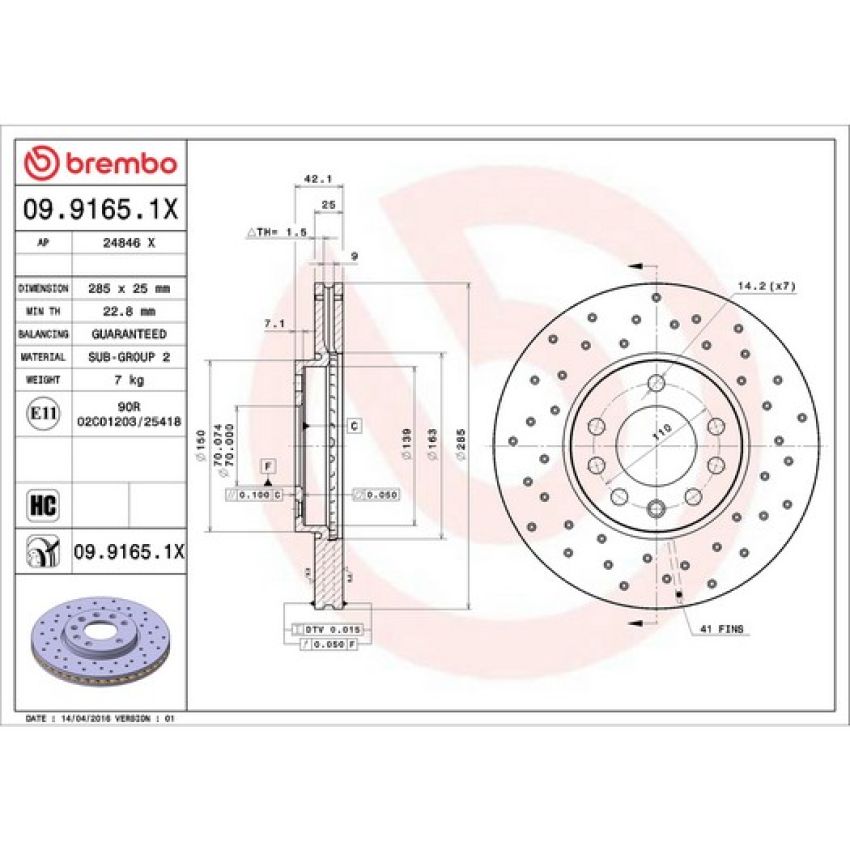 Brembo KTX0117 Brembo ceramic brake pad and Xtra vented drilled brake disc kit