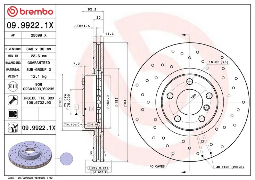Brembo 09.9922.1X XTRA