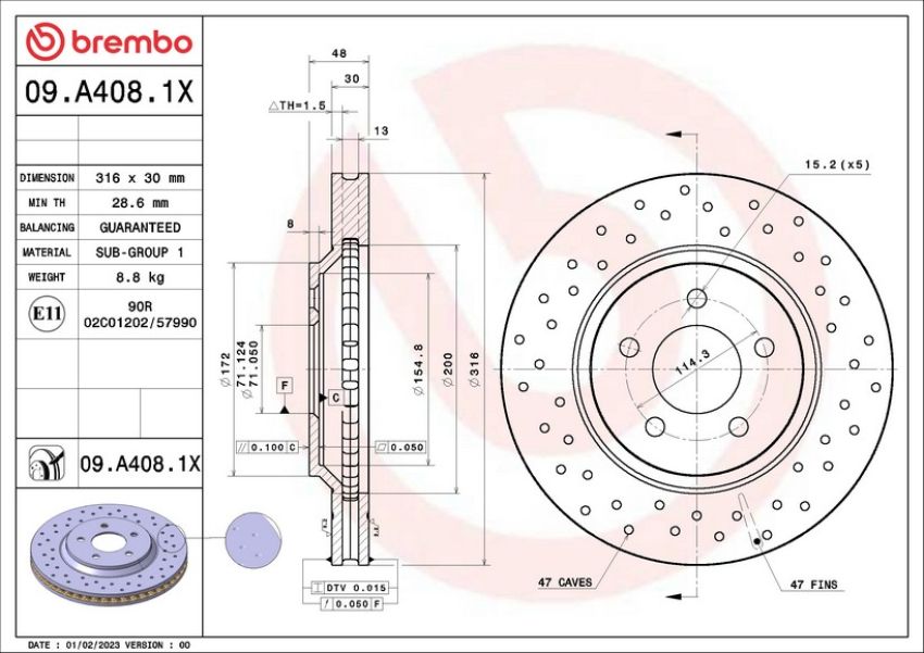 Brembo 09.A408.1X XTRA