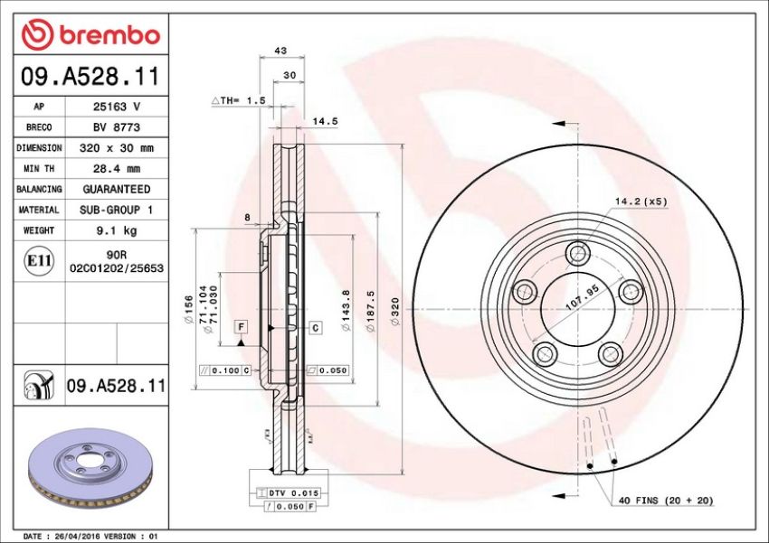 Brembo KT00457 Brembo ceramic brake pad and UV coated vented  brake disc kit