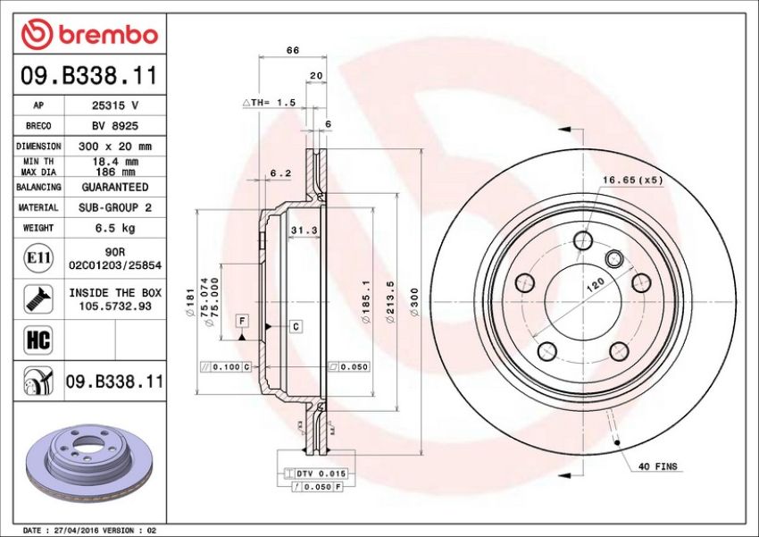 Brembo KT04423 Brembo low-met brake pad and UV coated vented  brake disc kit