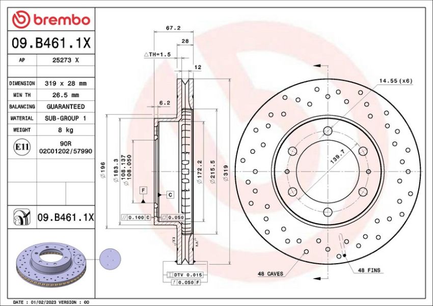 Brembo 09.B461.1X XTRA