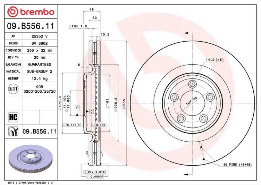 Brembo KT00721 Brembo ceramic brake pad and UV coated vented  brake disc kit