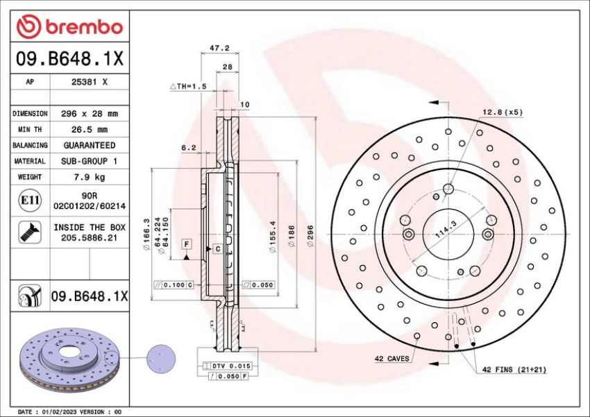 Brembo 09.B648.1X XTRA