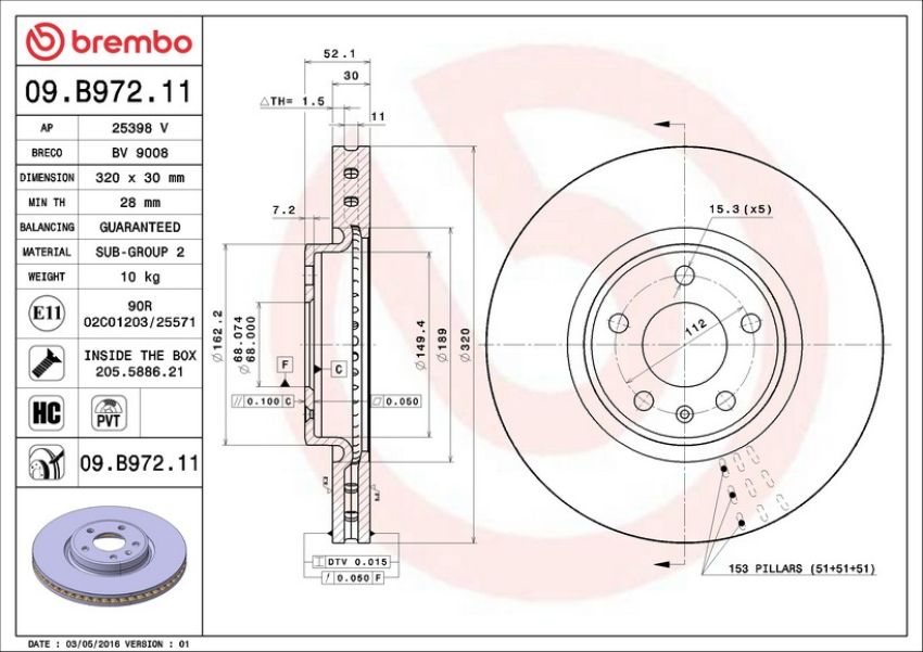 Brembo KT00A00 Brembo ceramic brake pad and UV coated PVT  brake disc kit