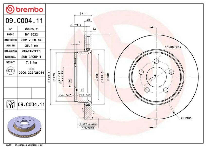 Brembo KT00782 Brembo ceramic brake pad and UV coated vented  brake disc kit