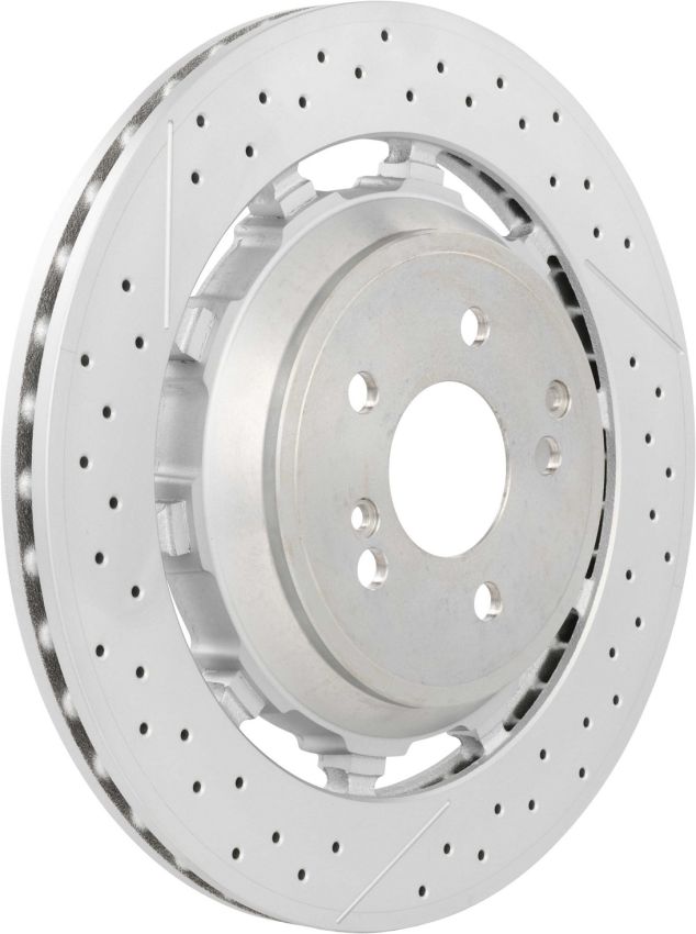 Brembo 09.C128.33 Premium Dual Cast Vented Drilled/Grooved UV Coated Brake Rotor