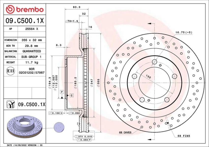 Brembo 09.C500.1X XTRA