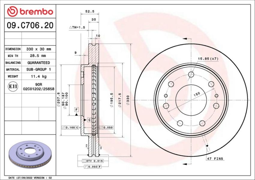 Brembo 09.C706.20 Premium Vented Brake Rotor