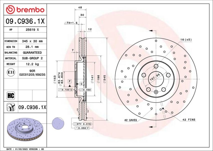 Brembo 09.C936.1X XTRA