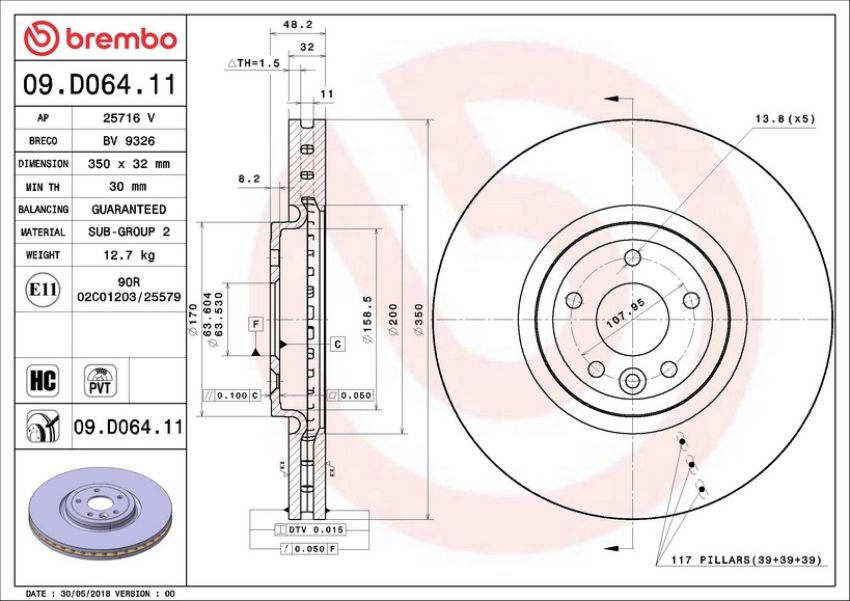 Brembo KT04358 Brembo low-met brake pad and UV coated PVT  brake disc kit