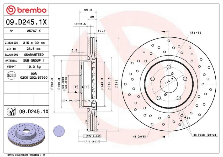 Brembo 09.D245.1X XTRA