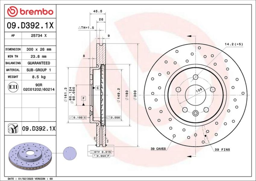 Brembo 09.D392.1X XTRA