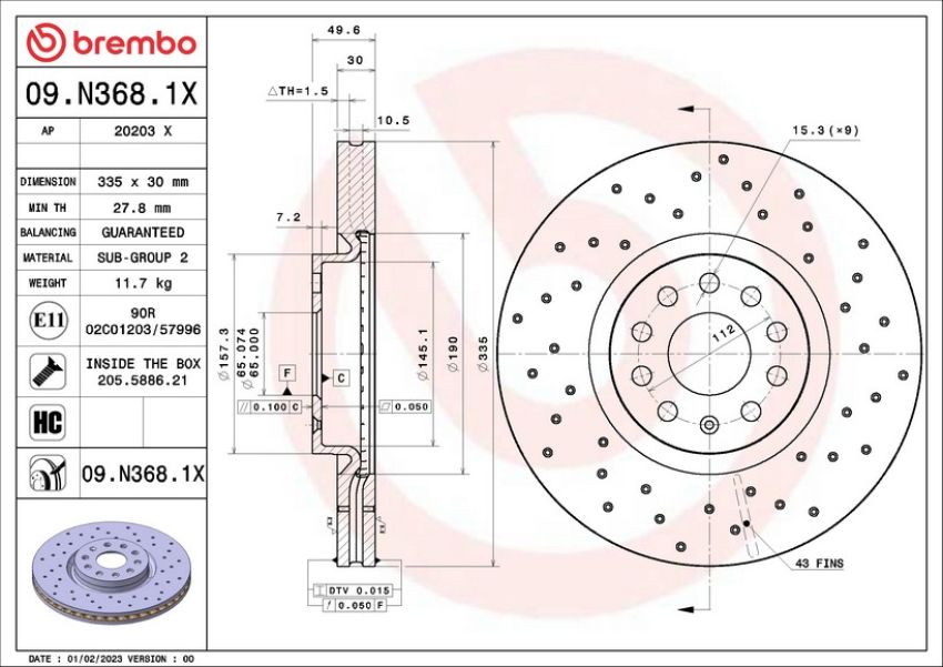 Brembo 09.N368.1X XTRA