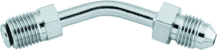 TwinPower 035965 Twin Power Chrome Brake Fitting Male 3/8-24 Inverted Flare to AN-3 Male 45 Degree Adaptor Tube