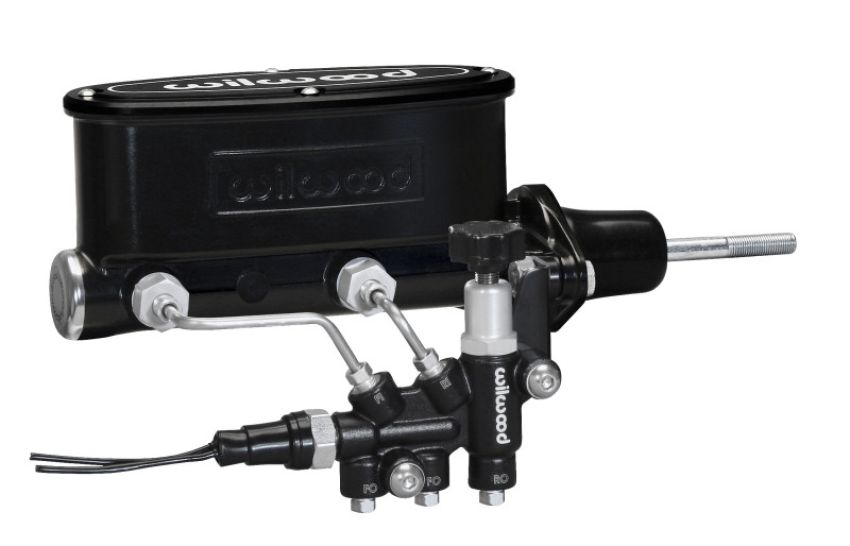 Wilwood 261-13626-BK HV Tandem M/C Kit w L/H Bracket & Prop Valve - 15/16in Bore Black-W/Pushrod