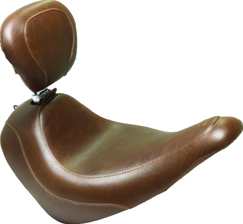 Mustang Motorcycle 83037 Mustang 18-21 Harley Low Rider, Sport Glide Wide Tripper Solo Seat w/Driver Backrest - Brown