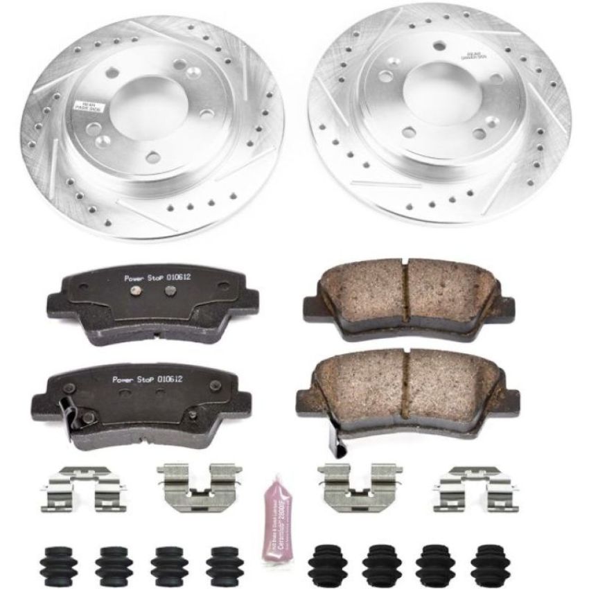 PowerStop K7904 Z23 Daily Driver Carbon-Fiber Ceramic Brake Pad and Drilled & Slotted Rotor Kit