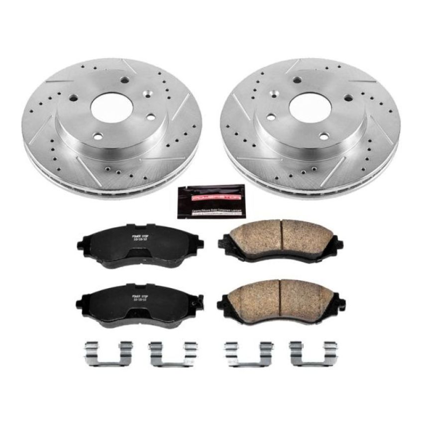 PowerStop K5894 Z23 Daily Driver Carbon-Fiber Ceramic Brake Pad and Drilled & Slotted Rotor Kit