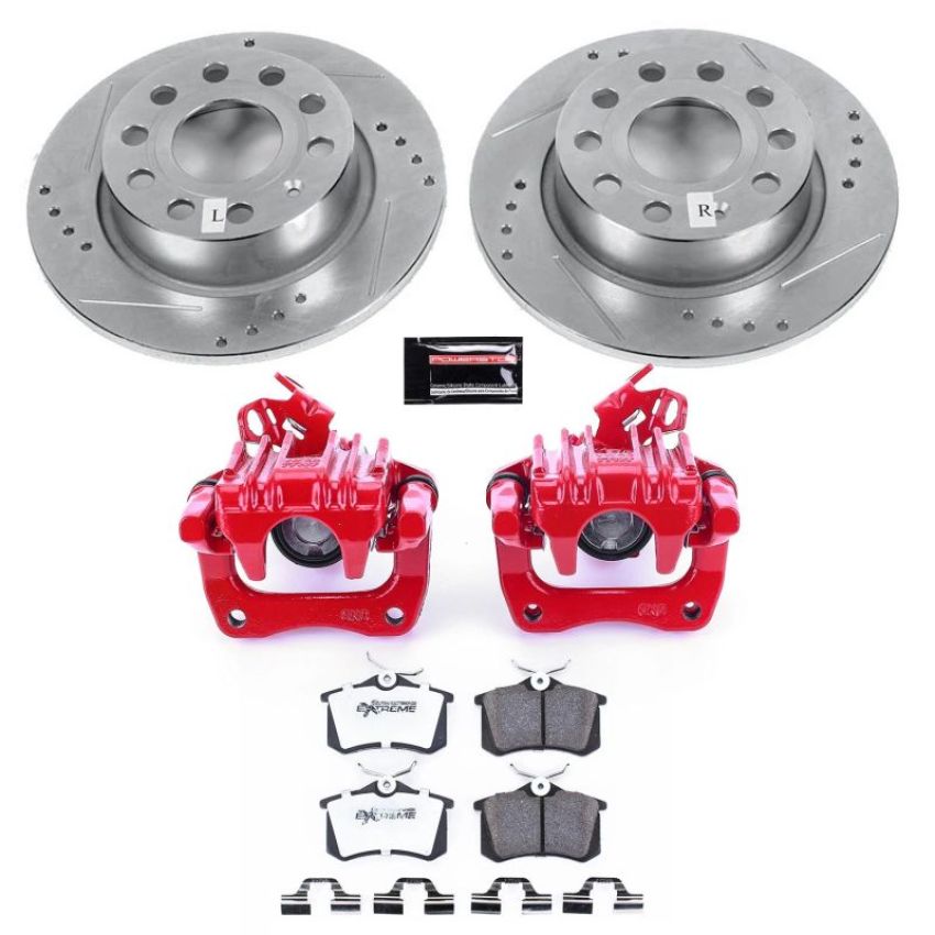 PowerStop KC5671-26 Z26 Street Performance Ceramic Brake Pad, Drilled Slotted Rotor, and Caliper Kit