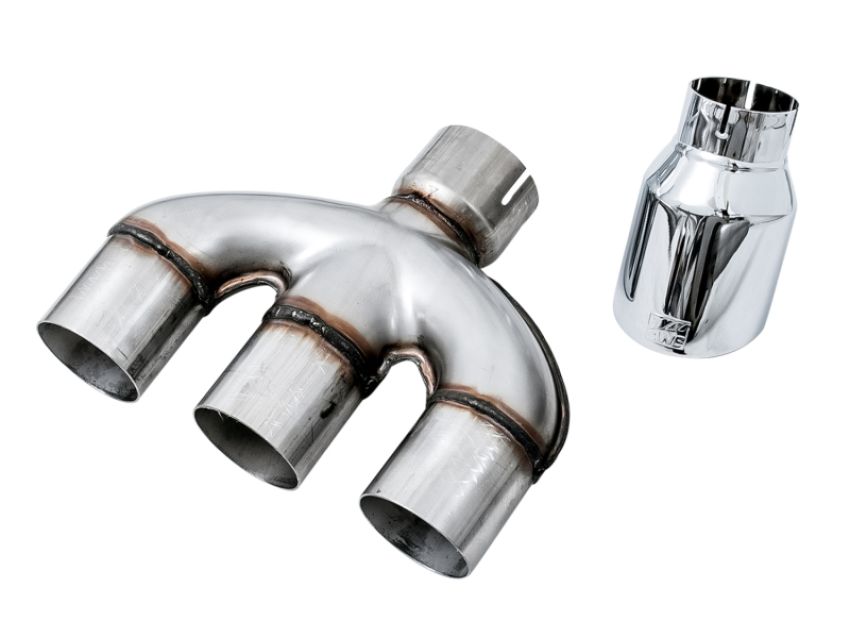 AWE Tuning 3810-52018 17-20 Honda Civic Si 1.5L Turbo Dual-to-Triple Tip Conversion Kit - Chrome Silver Tip