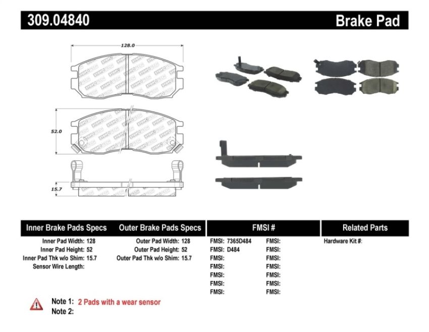 Stoptech 309.04840 Performance 4/89-99 Mitsubishi Eclipse GST Front Brake Pads