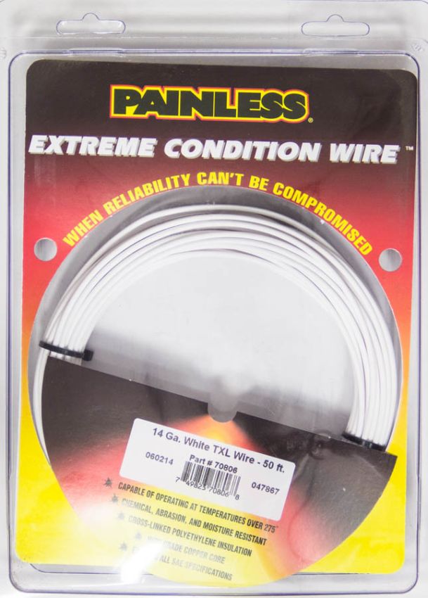 PAINLESS WIRING PWI70806 14 Gauge White TXL Wire  50 Ft.